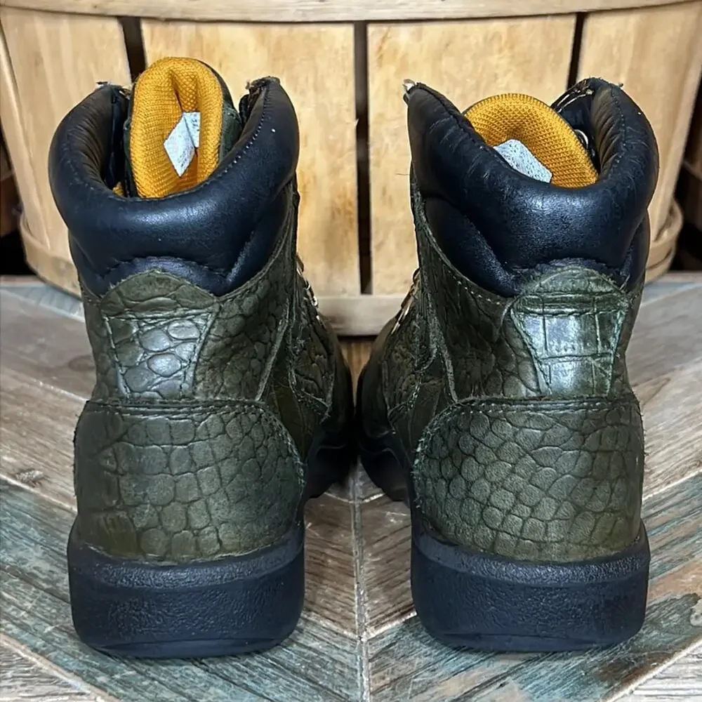Timberland Crocodylian 6” Green Croc Leather Limited Release Field Boots Youth 2
